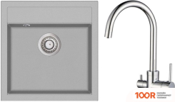 Кухонная мойка Aquasanita TESA SQT100W + SABIADUO 2963 (СЕРЕБРИСТЫЙ 220/ХРОМ 001) (129943)