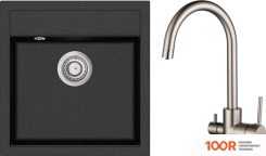 Кухонная мойка Aquasanita TESA SQT100W + SABIADUO 2963 (ГРАФИТ 222/НИКЕЛЬ 002) (129940)