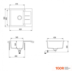 Кухонная мойка Aquasanita SQT102AW (ГРАФИТ) (129892)