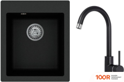 Кухонная мойка Aquasanita SIMPLEX SQS100 + SABIA 5523 (ЧЕРНЫЙ МЕТАЛЛИК 601) (129884)