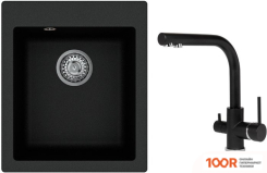 Кухонная мойка Aquasanita SIMPLEX SQS100 + AKVADUO 2663 L (ЧЕРНЫЙ МЕТАЛЛИК 601) (129882)