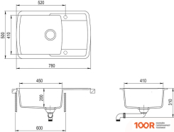 Кухонная мойка Aquasanita LIRA SQL101AW (СВЕТЛО-СЕРЫЙ 221) (129816)