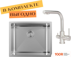 Кухонная мойка Aquasanita DER 100 L + CМЕСИТЕЛЬ AQUASANITA 2663 L 002 STEEL (129762)