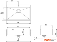 Кухонная мойка Aquasanita AIRA AIR100M-G (ЗОЛОТИСТЫЙ) (129685)