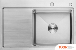 Кухонная мойка AKS ПРЯМОУГОЛЬНАЯ 78X51 ПРАВАЯ (САТИНОВЫЙ НИКЕЛЬ) (129396)