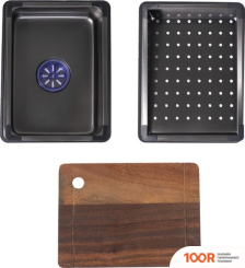 Кухонная мойка AKS Н/СТАЛЬ, ПРЯМОУГОЛЬНАЯ ОДНОЧАШЕВАЯ, СО СМЕСИТЕЛЕМ, 680*450ММ, ГРАФИТ, ВРЕЗН НА/ВРОВЕНЬ СТОЛЕШНИЦЕ, (3,2ММ) (129365)