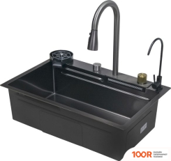 Кухонная мойка AKS Н/СТАЛЬ, ПРЯМОУГОЛЬНАЯ ОДНОЧАШЕВАЯ, СО СМЕСИТЕЛЕМ, 680*450ММ, ГРАФИТ, ВРЕЗН НА/ВРОВЕНЬ СТОЛЕШНИЦЕ, (3,2ММ) (129365)