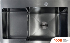 Кухонная мойка AKS Н/СТАЛЬ, ПРЯМОУГОЛЬНАЯ ОДНОЧАШЕВАЯ, 780*480ММ, ГРАФИТ, PVD ПОКРЫТИЕ, СПРАВА, ВРЕЗН НА/ВРОВЕНЬ СТОЛЕШНИЦЕ, (3,2ММ) (129362)