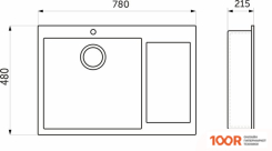 Кухонная мойка AKS Н/СТАЛЬ, ПРЯМОУГОЛЬНАЯ ОДНОЧАШЕВАЯ, 780*480ММ, ГРАФИТ, PVD ПОКРЫТИЕ, СПРАВА, ВРЕЗН НА/ВРОВЕНЬ СТОЛЕШНИЦЕ, (3,2ММ) (129362)