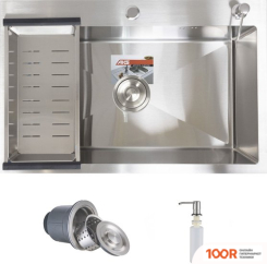 Кухонная мойка AKS Н/СТАЛЬ, ПРЯМОУГОЛЬНАЯ ОДНОЧАШЕВАЯ, 700*460ММ, САТИН, ВРЕЗН НА/ВРОВЕНЬ СТОЛЕШНИЦЕ, (3,2ММ) (129359)