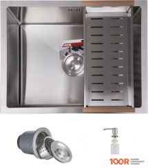 Кухонная мойка AKS Н/СТАЛЬ, ПРЯМОУГОЛЬНАЯ ОДНОЧАШЕВАЯ, 570*460ММ, САТИН, УНИВЕРСАЛЬНАЯ, (3,0ММ) (129357)