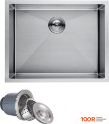 Кухонная мойка AKS Н/СТАЛЬ, ПРЯМОУГОЛЬНАЯ ОДНОЧАШЕВАЯ, 540*440ММ, САТИН НИКЕЛЬ, УНИВЕРСАЛЬНАЯ, (3,2ММ) (129356)