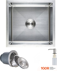 Кухонная мойка AKS Н/СТАЛЬ, ПРЯМОУГОЛЬНАЯ ОДНОЧАШЕВАЯ, 520*450ММ, САТИН, PVD ПОКРЫТИЕ, УНИВЕРСАЛЬНАЯ, (3,2ММ) (129355)