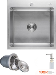 Кухонная мойка AKS Н/СТАЛЬ, ПРЯМОУГОЛЬНАЯ ОДНОЧАШЕВАЯ, 500*450ММ, САТИН, ВРЕЗН НА/ВРОВЕНЬ СТОЛЕШНИЦЕ, (3,2ММ) (129354)