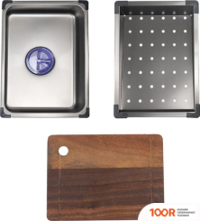 Кухонная мойка AKS Н/СТАЛЬ, ПРЯМОУГОЛЬНАЯ ОДНОЧАШЕВАЯ СО СМЕСИТЕЛЕМ, 750*450ММ, ГРАФИТ, PVD ПОКРЫТИЕ, ВРЕЗН НА/ВРОВЕНЬ СТОЛЕШНИЦЕ, (3,2ММ) (129351)