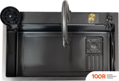 Кухонная мойка AKS Н/СТАЛЬ, ПРЯМОУГОЛЬНАЯ ОДНОЧАШЕВАЯ СО СМЕСИТЕЛЕМ, 750*450ММ, ГРАФИТ, PVD ПОКРЫТИЕ, ВРЕЗН НА/ВРОВЕНЬ СТОЛЕШНИЦЕ, (3,2ММ) (129351)