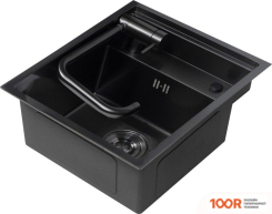 Кухонная мойка AKS Н/СТАЛЬ, ПРЯМОУГОЛЬНАЯ ОДНОЧАШЕВАЯ СО СМЕСИТЕЛЕМ, 400*500ММ, ГРАФИТ, УНИВЕРСАЛЬНАЯ, (3,2ММ) (129350)