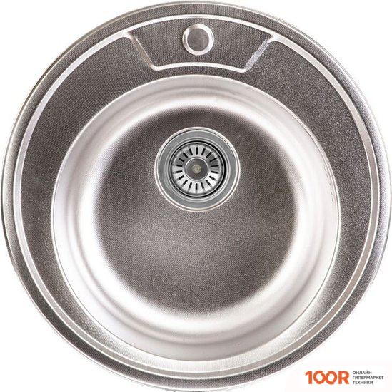 Кухонная мойка AKS Н/СТАЛЬ, КРУГЛАЯ ОДНОЧАШЕВАЯ, D510ММ, ДЕКОРИРОВАННЫЙ ХРОМ, ВРЕЗН НА СТОЛЕЩНИЦУ, (0,8ММ) (129348)