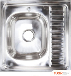 Кухонная мойка AKS Н/СТАЛЬ, КВАДРАТНАЯ ОДНОЧАШЕВАЯ, 600*600ММ, ПОЛИР ХРОМ, СЛЕВА, НАКЛАДНАЯ, (0,4ММ) (129344)