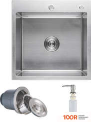 Кухонная мойка AKS Н/СТАЛЬ, КВАДРАТНАЯ ОДНОЧАШЕВАЯ, 500*500ММ, САТИН, PVD ПОКРЫТИЕ, ВРЕЗН НА/ВРОВЕНЬ СТОЛЕШНИЦЕ, (3,2ММ) (129343)