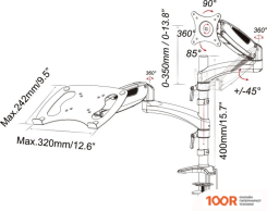 Кронштейн CACTUS CS-VM-LH08-BK (126188)