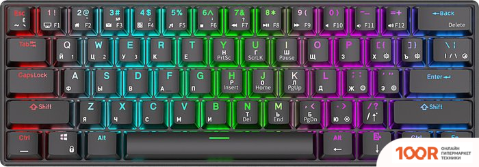 Клавиатура Royal Kludge RK61 RGB (ЧЕРНЫЙ, RK RED) (72764)