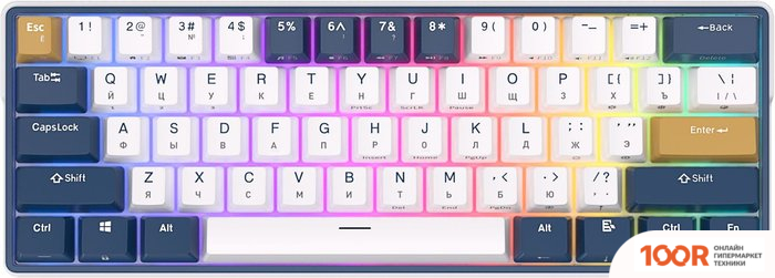 Клавиатура Royal Kludge RK61 PLUS RGB (БЕЛЫЙ, RK CYAN) (72758)