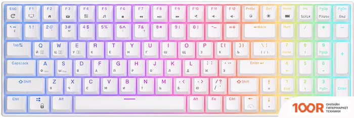 Клавиатура Royal Kludge RK100 RGB (БЕЛЫЙ, RK BROWN) (72747)