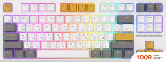 Клавиатура Royal Kludge RK-R87 RGB (БЕЛЫЙ/ЖЕЛТЫЙ, RK BROWN) (72736)