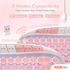 Клавиатура Royal Kludge RK ROUND RGB (БЕЛЫЙ, RK PINK) (72722)