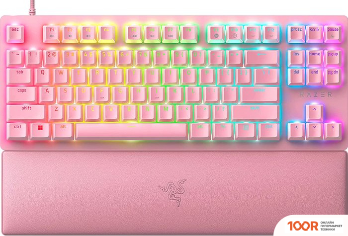 Клавиатура Razer HUNTSMAN V2 TKL (РОЗОВЫЙ, RAZER OPTO-MECHANICAL RED, НЕТ КИРИЛЛИЦЫ) (72558)