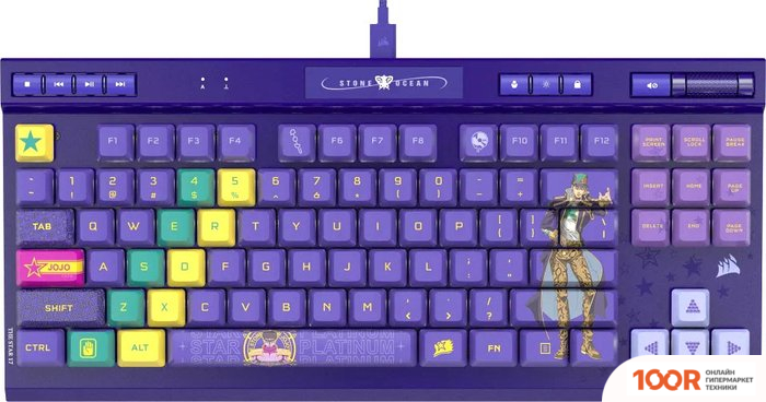 Клавиатура Corsair K70 RGB TKL JOJO STONE OCEAN JOTARO EDITION (CHERRY MX RED, НЕТ КИРИЛЛИЦЫ) (71315)