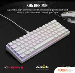 Клавиатура Corsair K65 RGB MINI 60% (БЕЛЫЙ, CHERRY MX SPEED, НЕТ КИРИЛЛИЦЫ) (71297)
