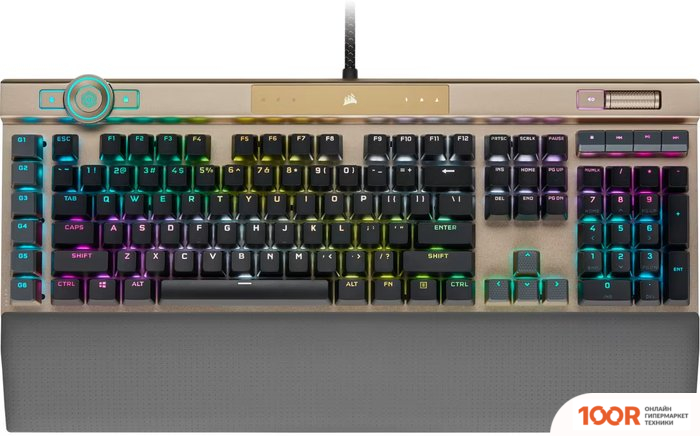 Клавиатура Corsair K100 RGB (ЗОЛОТИСТЫЙ, CORSAIR OPX, НЕТ КИРИЛЛИЦЫ) (71285)