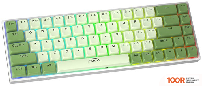 Клавиатура AULA F3068 (БЕЛЫЙ/ЗЕЛЕНЫЙ) (71184)