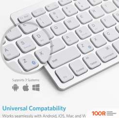Клавиатура Anker ULTRA-SLIM BLUETOOTH KEYBOARD (СЕРЕБРИСТЫЙ) (71115)