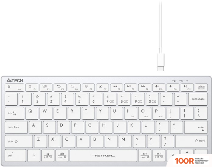 Клавиатура A4Tech FSTYLER FBX51C (СЕРЕБРИСТЫЙ/БЕЛЫЙ) (70943)