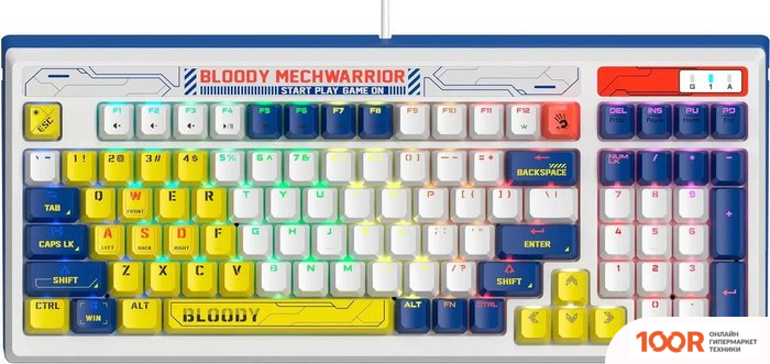 Клавиатура A4Tech BLOODY B950 (БЕЛЫЙ/СИНИЙ, LIGHT STRIKE LIBRA BROWN) (70882)