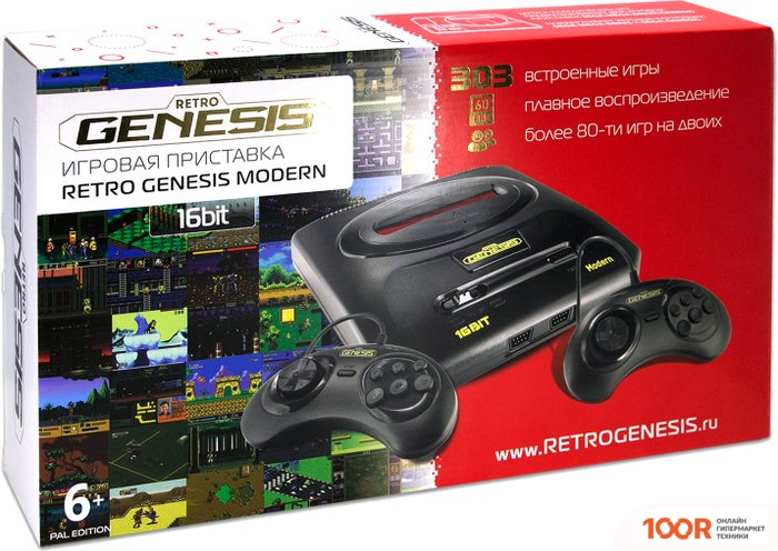 Игровая приставка Retro Genesis MODERN (2 ПРОВОДНЫХ ГЕЙМПАДА, 303 ИГРЫ) (69076)