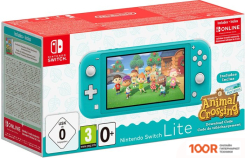 Игровая приставка Nintendo SWITCH LITE БИРЮЗОВЫЙ + ANIMAL CROSSING: NEW HORIZONS + 3 М. NSO (69055)