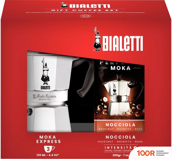 Bialetti MOKA EXPRESS (6 ПОРЦИЙ + КОФЕ МОЛОТЫЙ NOCCIOLA 200 ГР) (68002)