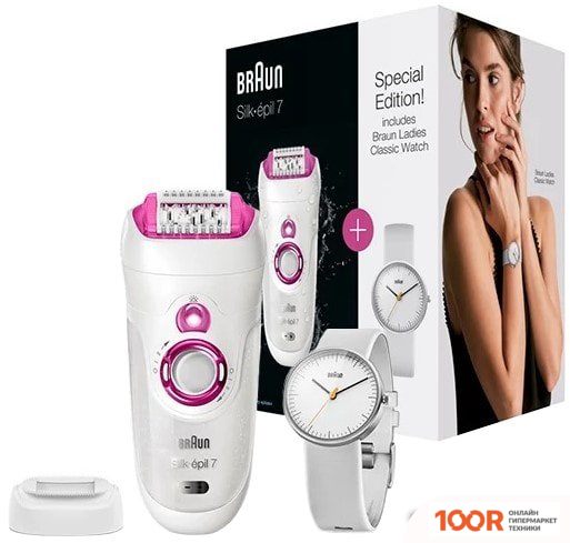 Эпилятор Braun SILK-EPIL 7 SE 7-521GS + ЧАСЫ (67168)