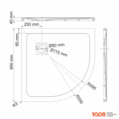 Душевой поддон Wasserkraft RHIN 44T01 (62109)