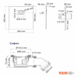 Душевой поддон Wasserkraft ELBE 74T03 (62085)