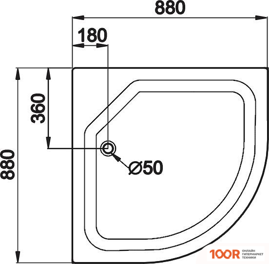 Душевой поддон Triton ПОЛУКРУГЛЫЙ ПД23 88X17 (62063)