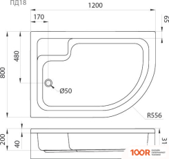 Душевой поддон Triton ПОЛУКРУГЛЫЙ ПД18 120X80 (62061)