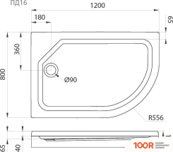 Душевой поддон Triton ПОЛУКРУГЛЫЙ ПД16 120X80 (62060)