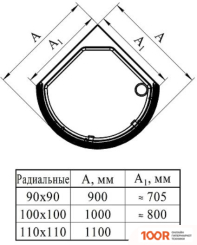 Душевой поддон Radomir СТРОНГ 90X90 1-11-2-0-0-180 (61866)