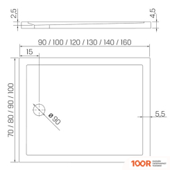 Душевой поддон NEW TRENDY NEW CANTARE 100X80X4.5 B-0424 (61737)