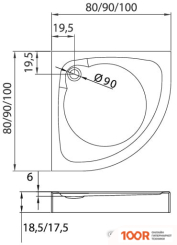 Душевой поддон NEW TRENDY CANTARE R55 100X100 B-0254 (61729)